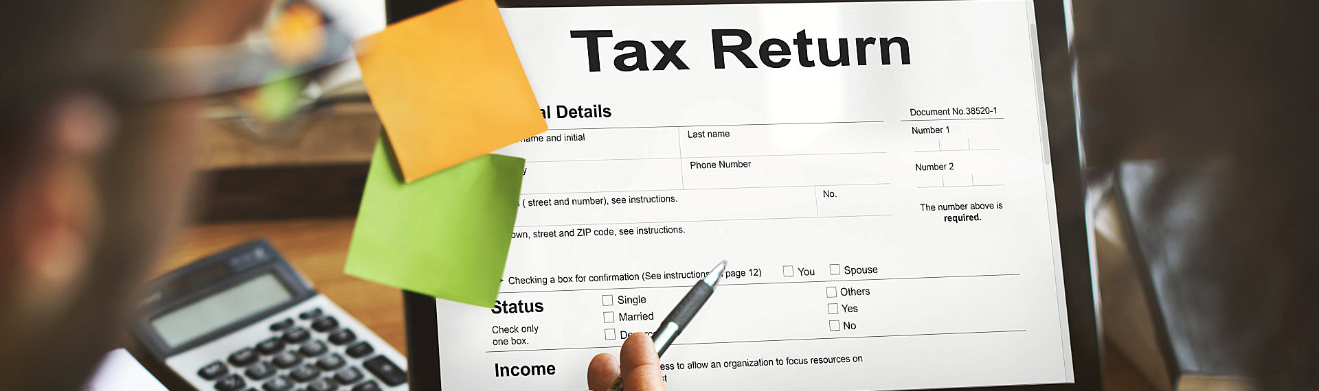Tax return form in a tablet